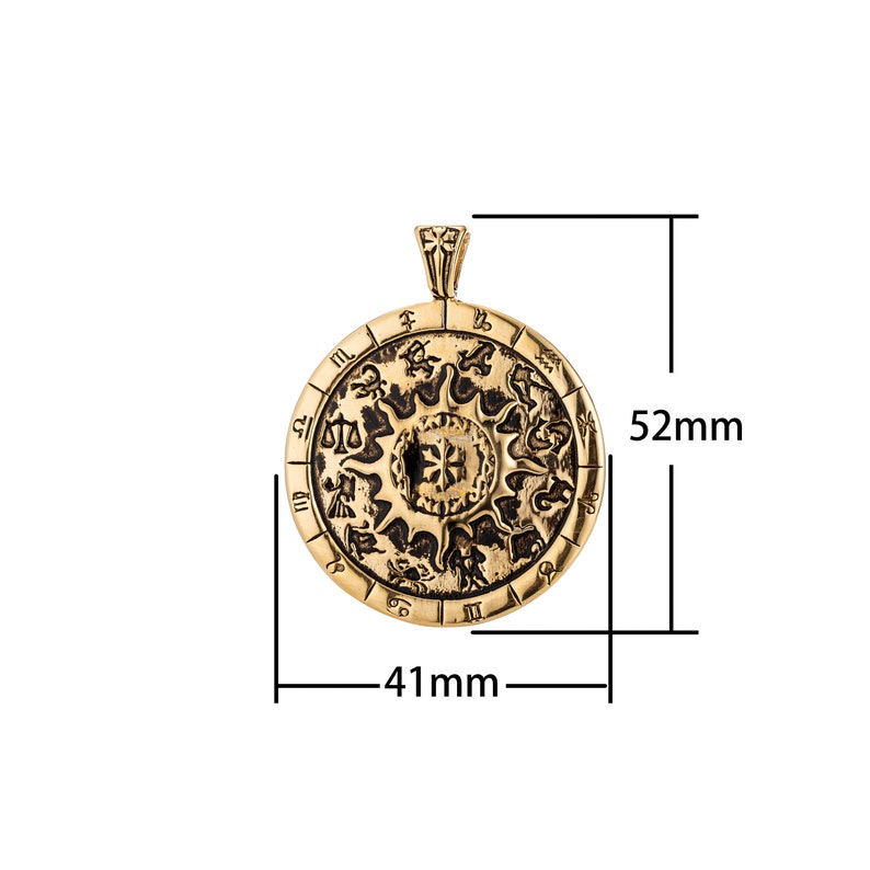 Stainless Steel Gold Horoscope Charm Pendant with Bails Unique Dainty Zodiac Rustic Necklace Findings for Jewelry Making