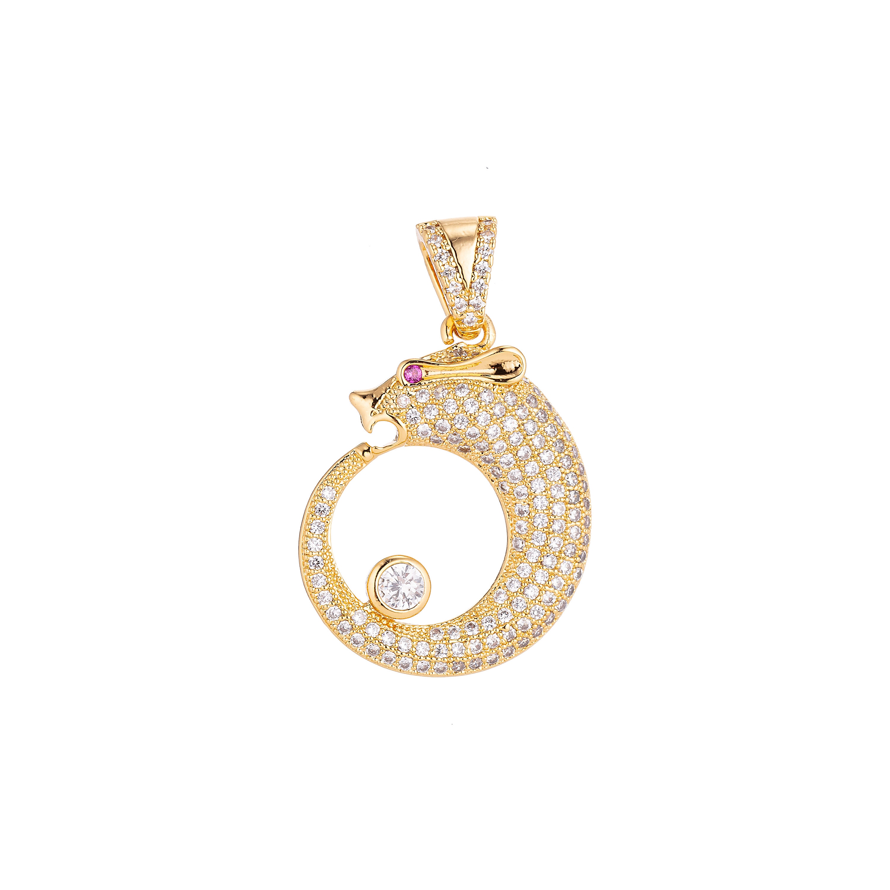 1pc gold plated Cz micro Snake Charm Pendant DIY Jewelry Findings