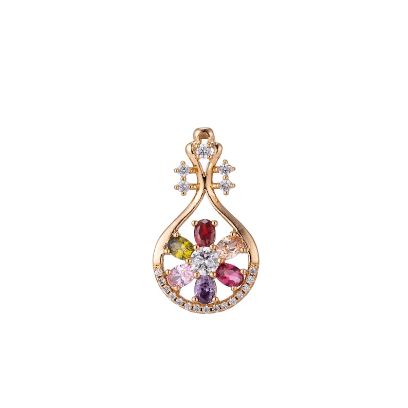 18K Gold Filled Pendant Dainty Diamond Vine Necklace Charm for Jewelry Making Flower Potion Charm Micro Pave CZ Charm