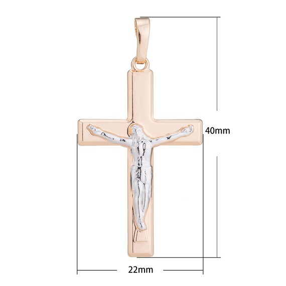 Jesus Christ Crucifix Cross Rose Gold Plated Pendant for Jewelry Making Supplies