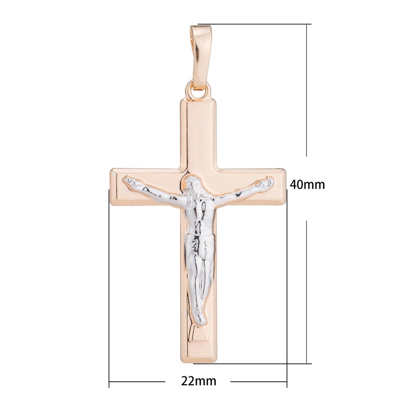Jesus Christ Crucifix Cross Rose Gold Plated Pendant for Jewelry Making Supplies