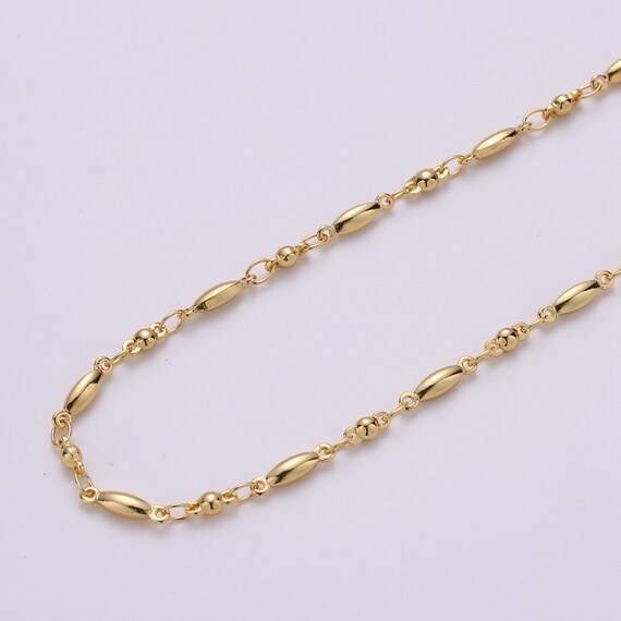 14k Gold Filled 2mm Long Bead Chain 2mm Beaded Chain Gold Etsy