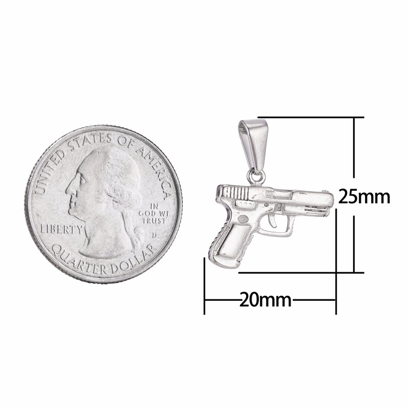 18K Gold Filled Stainless Steel Gun Pistol Charm Pendant w Bails Findings for Earring Necklace Jewelry Making Supplies