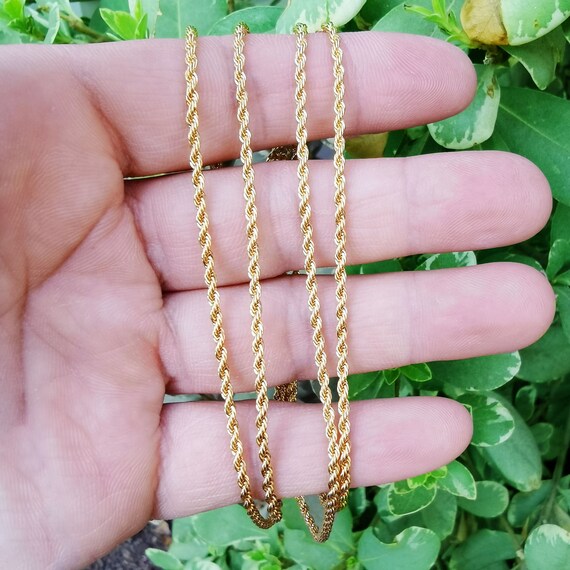 24K Gold Plated 2.4mm Rope Chain GP Finished Necklace Etsy
