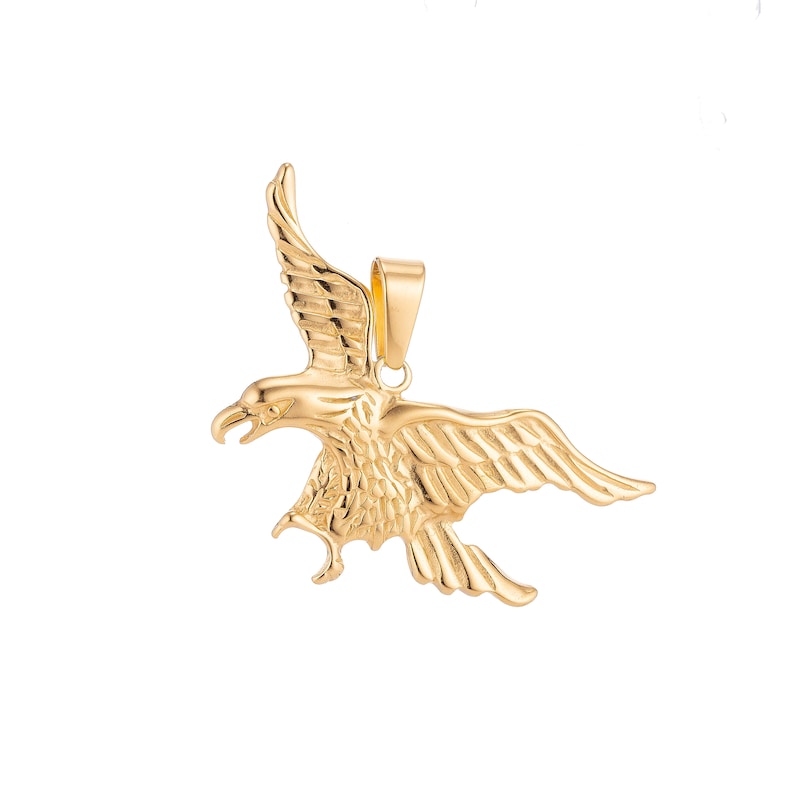 24K Gold Filled Stainless Steel Silver Eagle Charm Pendant w Bails Findings for Earring Necklace Jewelry Making Supplies