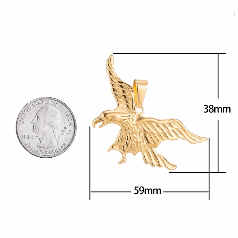 24K Gold Filled Stainless Steel Silver Eagle Charm Pendant w Bails Findings for Earring Necklace Jewelry Making Supplies