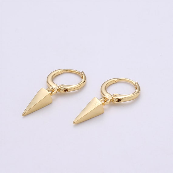 Gold spike earring Spike hoop earrings Spike huggie Gift | Etsy