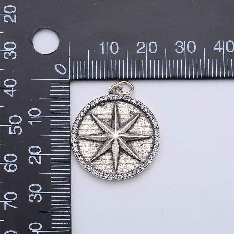 medallion charms Medallion Pendant Silver charms disc charm coin charms Dainty Antique Silver North Star charms North Star Pendant