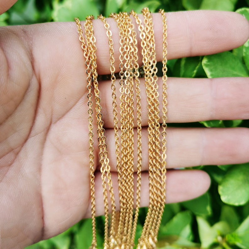 Cable Link Necklace 24K Gold Filled Necklace Gold Cable Link Chain Layering Necklace 1.5 mm 17.7 inch ready to wear chain
