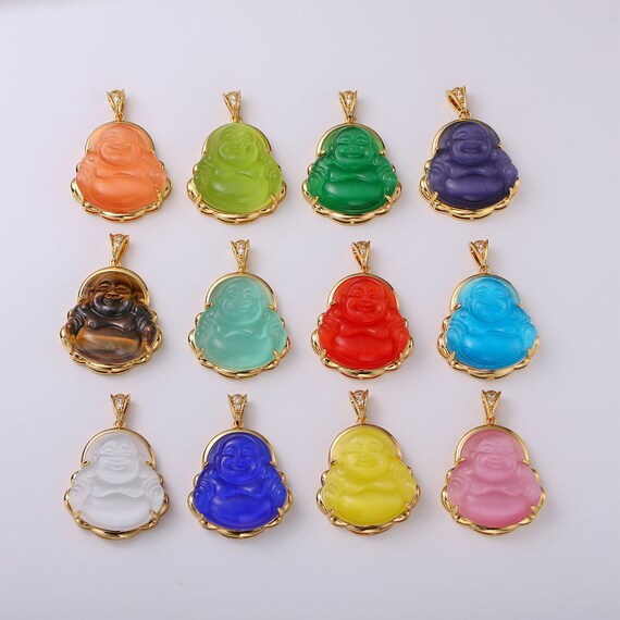 1pc 24k Gold Filled Buddha Pendant Natural Wisdom Meaning - Jade Buddha Pendant 24k Gold