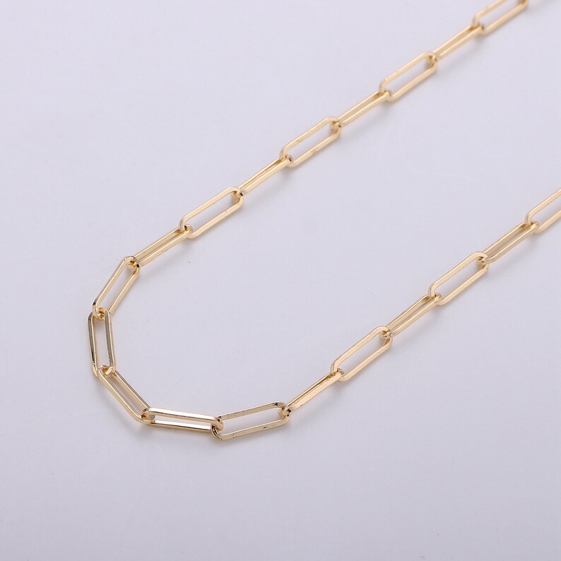 18K Paperclip Chain Necklace Gold Plated Long Oval Rectangle Etsy