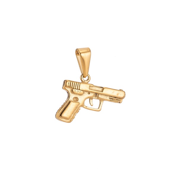 18K Gold Filled Stainless Steel Gun Pistol Charm Pendant w Bails Findings for Earring Necklace Jewelry Making Supplies