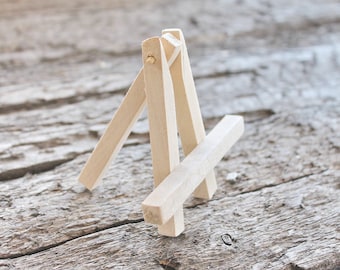 Miniatuurschildersezel: onafgewerkte houten schildersezel, miniatuurschilderij, ACEO-schilderijbenodigdheden