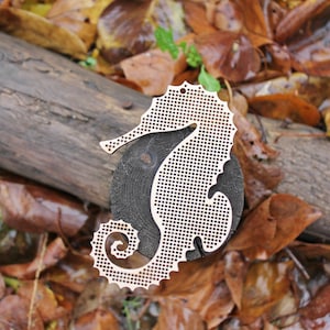 Sea horse - Cross stitch pendant blank 4.7 inches - blanks Wood Needlecraft Pendant - wooden cross stitch blank