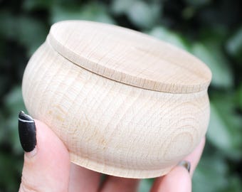 85 mm round unfinished wooden box - 3.3 inches - natural, eco friendly - made of beech wood