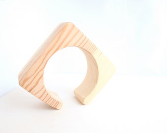 40 mm Wooden cuff  unfinished square with break - natural eco friendly ma40c