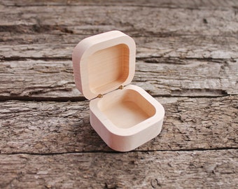 60 mm - Caja para anillos de boda - Caja cuadrada de madera sin terminar 60 x 60 mm - Caja para anillos de boda de joyería