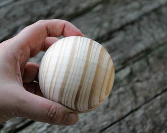 75 mm (pine wood) big wooden bead (wooden ball) WITHOUT hole - natural eco friendly - pine-tree