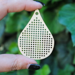 SET OF 5 - Cross stitch pendant blank - drop shape blanks Wood Needlecraft Pendant, Necklace or Earrings - wooden cross stitch blank