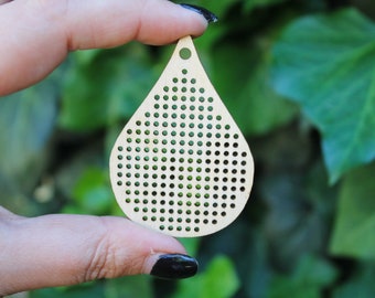 SET OF 5 - Cross stitch pendant blank - drop shape blanks Wood Needlecraft Pendant, Necklace or Earrings - wooden cross stitch blank