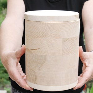160 mm x 220 mm round unfinished wooden box - storage box - 160 mm diameter, 220 mm height