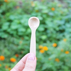 Set of 2 handmade small wooden mini spoons for spices 3 inches natural eco friendly made of beech wood image 5