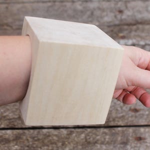 Large 90mm (3.54") Square Linden Wood Bangle – 68mm (2.68") or 75mm (2.95") Inner Diameter – Unfinished Natural Blank