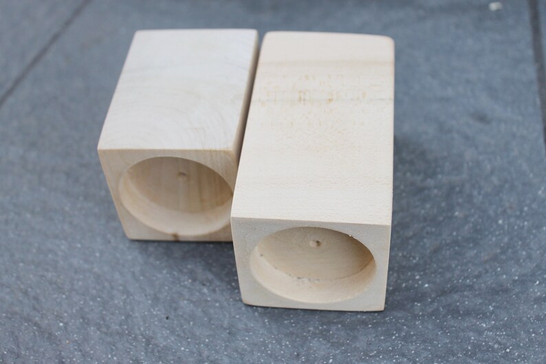 Set of Two Wooden Candlestick Unfinished Wooden Candlestick Etsy