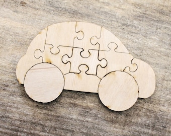 Car-puzzle blank - 3.7 inch - do it yourself puzzle - laser cut puzzle blank - Wooden Puzzle - 11 pieces