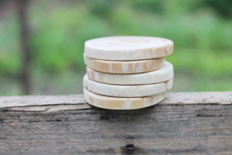 Set of 5 Unfinished wooden slices 35-40 mm 1.4-1.6 inches wooden slice natural eco friendly made of spruce wood image 7