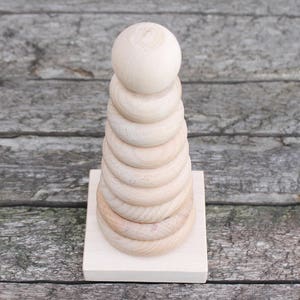 Wooden Pyramid Puzzle - unfinished wood - made of beech wood - eco wood