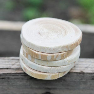 Set of 5 Unfinished wooden slices 35-40 mm 1.4-1.6 inches wooden slice natural eco friendly made of spruce wood image 8