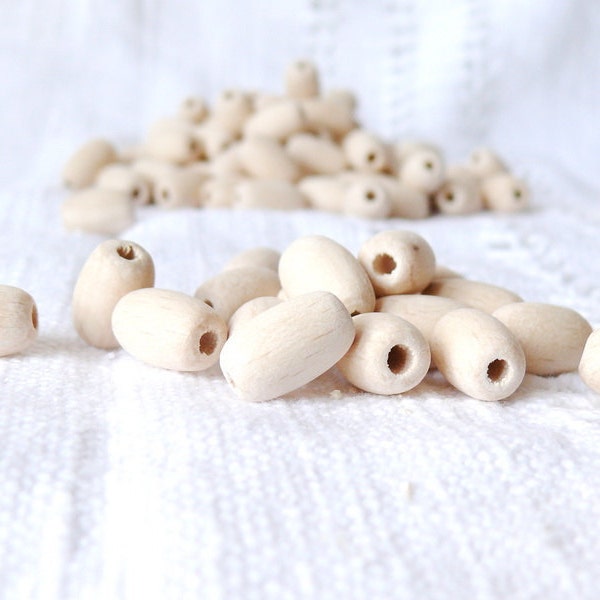 8x15 mm Unfinished wooden oval beads 50 pcs - eco friendly