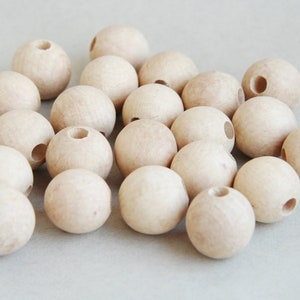 25 mm Wooden beads 50 pcs big hole 8 mm natural eco friendly image 3