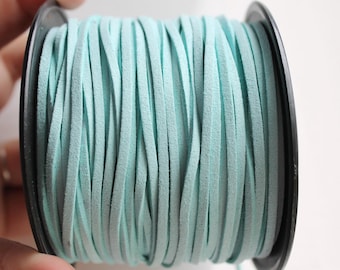 Light blue Suede cord - high quality soft faux cord 2 m - 2,18  yards or 6,5 feet