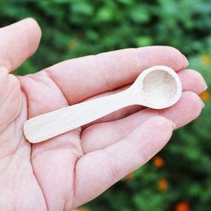Set of 2 handmade small wooden mini spoons for spices 3 inches natural eco friendly made of beech wood image 4