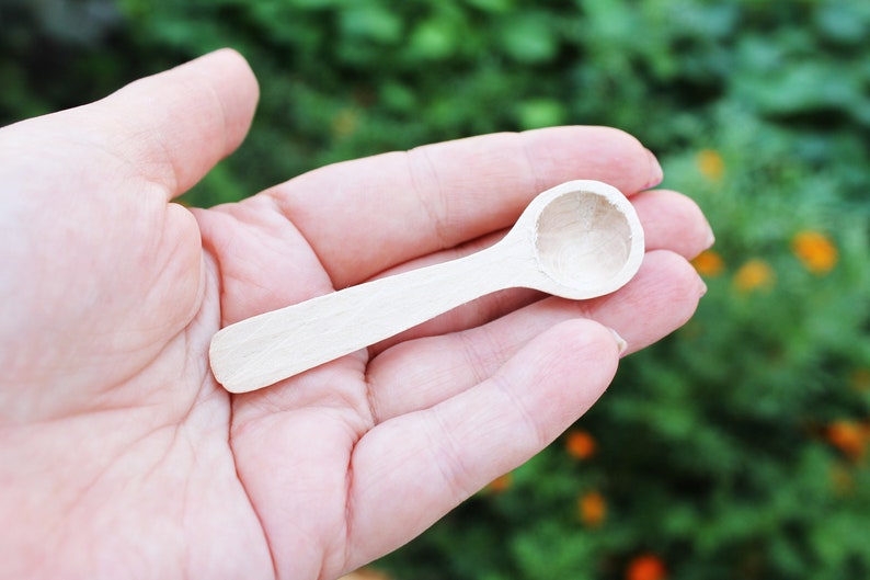 Set of 2 handmade small wooden mini spoons for spices 3 inches natural eco friendly made of beech wood image 4