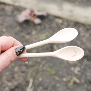 Set of 2 handmade wooden spoons 6.3 inches natural eco friendly made of beech wood image 4