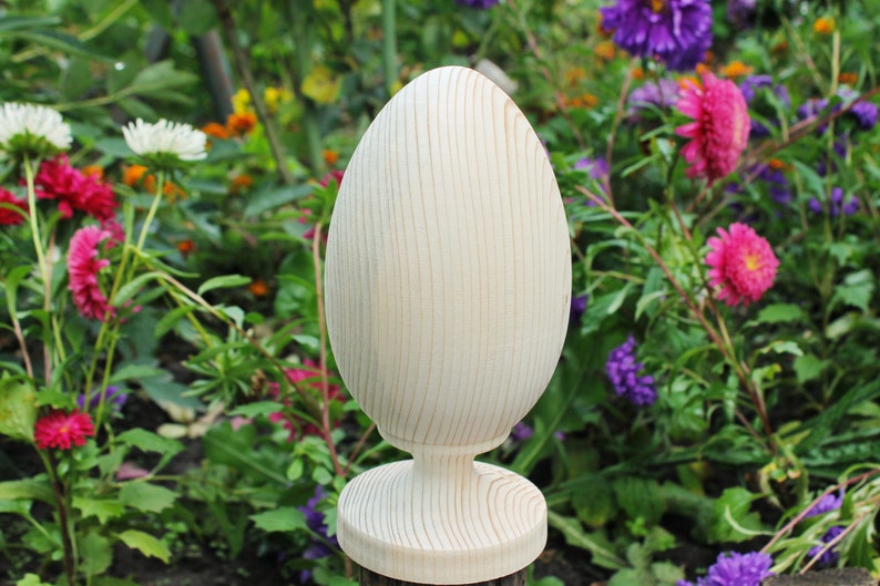 Big Wooden egg 200 mm 7.9 inches unfinished natural eco friendly made of spruce wood image 2