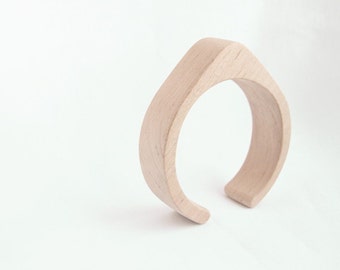 25 mm Wooden cuff unfinished drop shape - natural eco friendly TA25