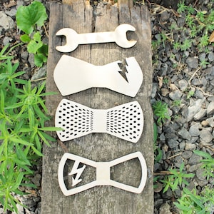Unfinished laser cut plywood bow-ties - natural - eco friendly