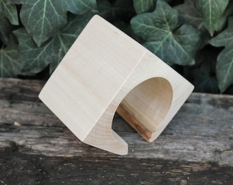 70 mm BIG Wooden square bangle unfinished with one cut corner- natural eco friendly - Linden wood