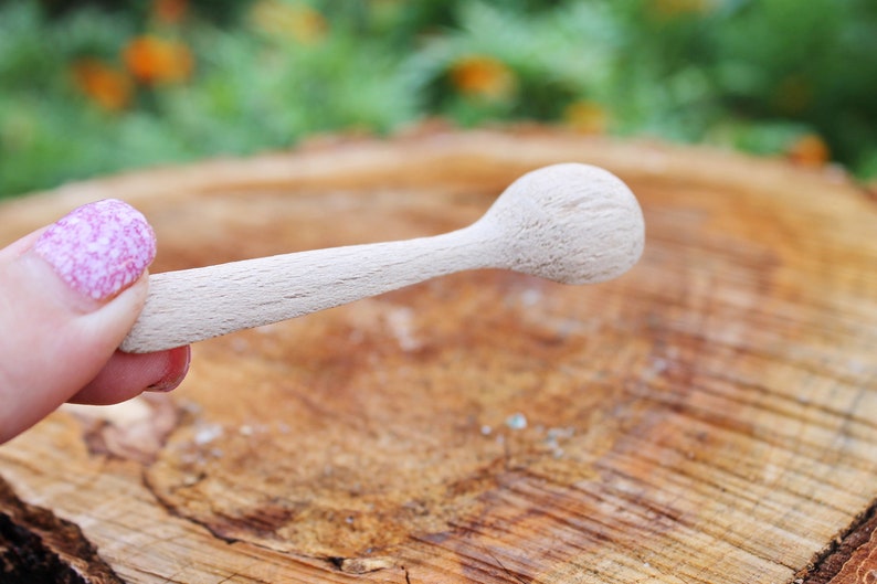 Set of 2 handmade small wooden mini spoons for spices 3 inches natural eco friendly made of beech wood image 9