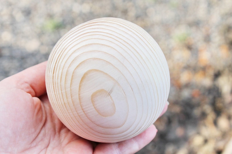 85 mm big wooden bead wooden ball WITHOUT hole natural eco friendly spruce wood image 2