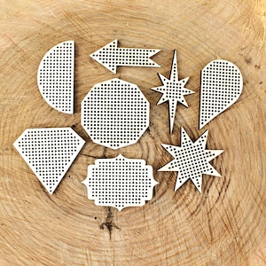 Set of 8 Embroidery Blanks – Laser Cut Wooden Shapes for Stitching Projects - blanks Wood Needlecraft Pendant