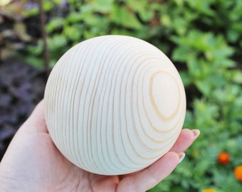 100 mm - 3.9 inches BIG wooden BALL bead made of pine wood - Solid wood - WITHOUT hole - natural eco friendly