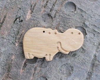 Hippo-teether, chêne-teether, écologique - Jouet en bois naturel - Denteur - Denteur en bois fait main - géant en bois