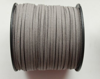 Grey Suede cord - high quality soft faux cord 2 m - 2,18 yards or 6,5 feet