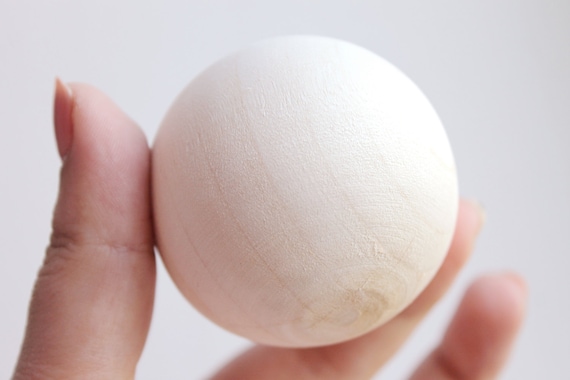 47-50 mm (2 inches) big wooden bead (wooden ball) WITHOUT hole - natural eco friendly - made of beech wood