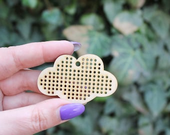 SET OF 5 - Cloud Cross stitch pendant blank - blanks Wood Needlecraft Pendant, Necklace or Earrings - wooden cross stitch blank